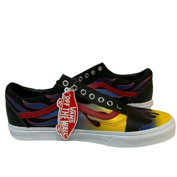 Vans Racer Old Skool Sneakers Mens Size 11 Canvas Flame Leather Skate Shoes NEW - Picture 5 of 11